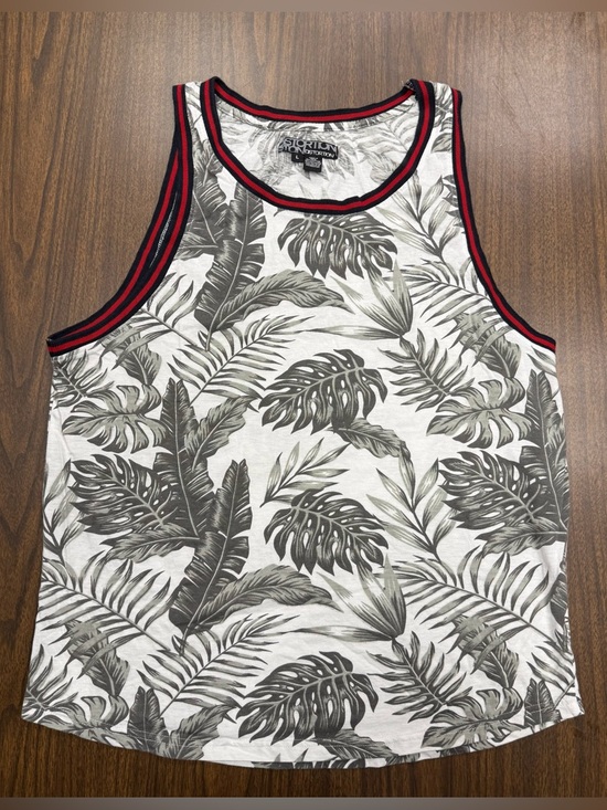 social distortion Other - Distortion Men’s Gray Tropical Print Tank Top with Red Trim Size Large